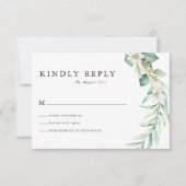 Sage Green Greenery Foliage Wedding RSVP Cards (Voorkant)