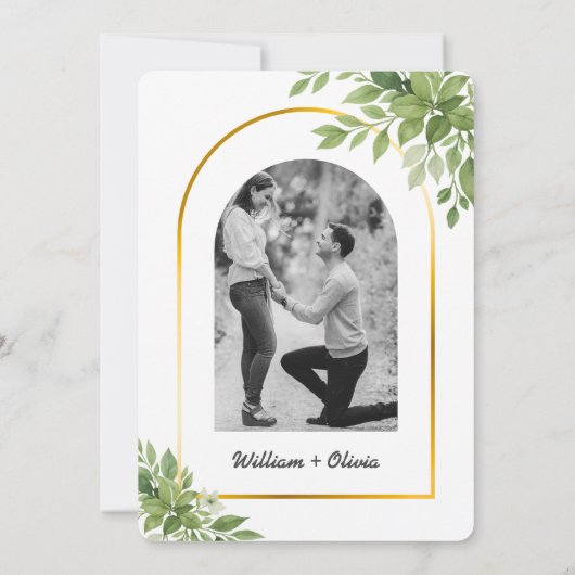 Sage Green Greenery Goud Geometrische Rustieke Huw Kaart (Achterkant)