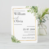 Sage Green Greenery Goud Geometrische Rustieke Huw Kaart (Staand voorkant)