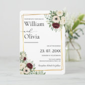 Sage Green Greenery Goud Geometrische Rustieke Huw Kaart (Staand voorkant)