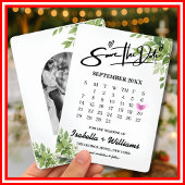 Sage Green Greenery Kalender met Hart Wedding Save The Date
