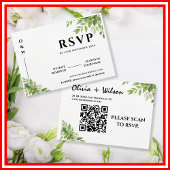 Sage Green Greenery Leaves QR Code Wedding RSVP