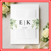 Sage Green Greenery Modern Monogram Trouwen Uitnodigingen Wikkel