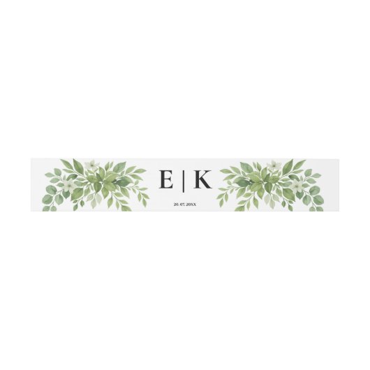 Sage Green Greenery Modern Monogram Trouwen Uitnodigingen Wikkel (Vlak)