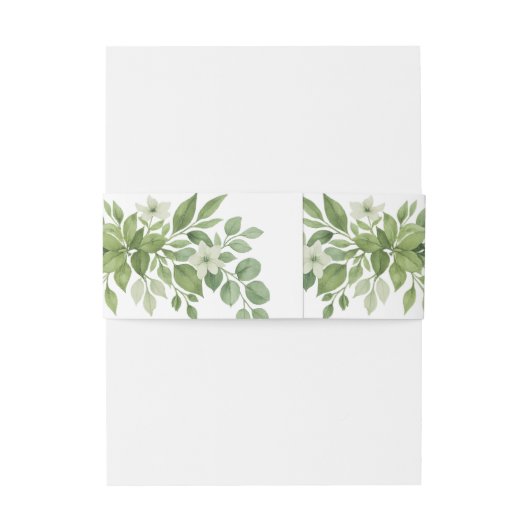 Sage Green Greenery Modern Monogram Trouwen Uitnodigingen Wikkel (Achterkant Voorbeeld)
