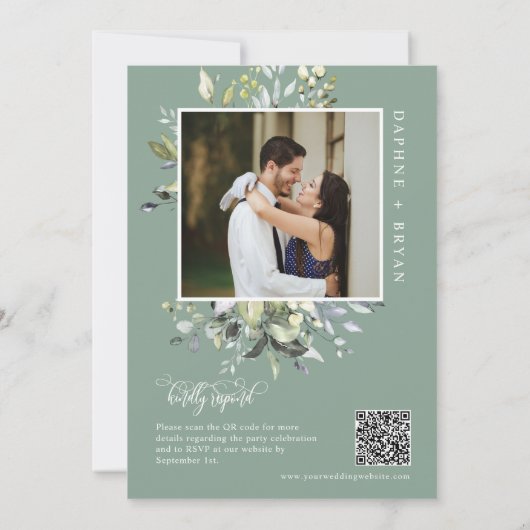 Sage Green Greenery nog lang en gelukkig na feestf Kaart (Achterkant)