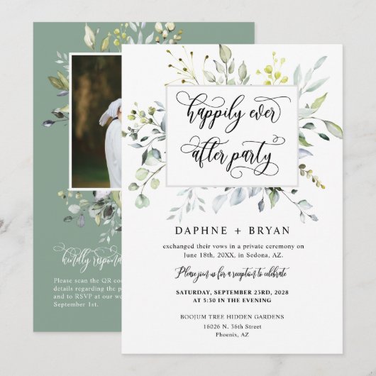 Sage Green Greenery nog lang en gelukkig na feestf Kaart (Voorkant / Achterkant)