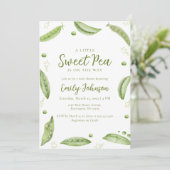 Sage Green Greenery Sweet Pea In Pod Baby shower Kaart (Staand voorkant)