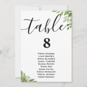 Sage Green Greenery Trouwtafel Zitting Grafiek Kaart (Voorkant)