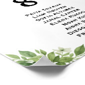 Sage Green Greenery Trouwtafel Zitting Grafiek Poster (Hoek)