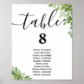 Sage Green Greenery Trouwtafel Zitting Grafiek Poster (Voorkant)