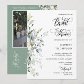 Sage Green Greenery Vrijgezellenfeest QR Code Foto Kaart (Voorkant / Achterkant)