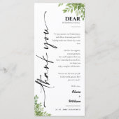Sage Green Greenery Wedding Menu Bedankt Kaart (Achterkant)