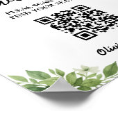 Sage Green Greenery Wedding Zitting Grafiek QR Cod Poster (Hoek)