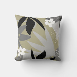 Sage Green & Grey Artistic Abstract Floral Pattern Kussen