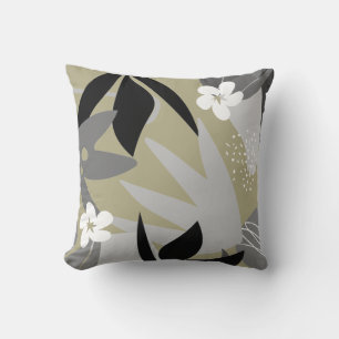 Sage Green & Grey Artistic Abstract Floral Pattern Kussen