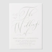 Sage Green grillige kalligrafie bruiloft Vellum Uitnodigingen (Voorkant)