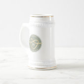 Sage Green Groomsmen Beer Stein met Gouden Hart Bierpul (Voorkant links)