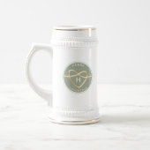Sage Green Groomsmen Beer Stein met Gouden Hart Bierpul (Links)