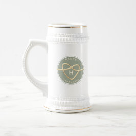 Sage Green Groomsmen Beer Stein met Gouden Hart Bierpul