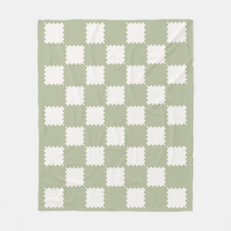 Sage Green Groovy controleert geruit patroon Fleece Deken