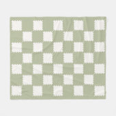 Sage Green Groovy controleert geruit patroon Fleece Deken (Voorkant (Horizontaal))