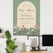 Sage Green Grote Baby in Bloom Douche Sign Poster (Thuiskantoor)