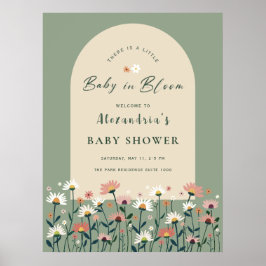 Sage Green Grote Baby in Bloom Douche Sign Poster