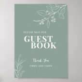 Sage Green Guest Book Wedding Sign Poster (Voorkant)
