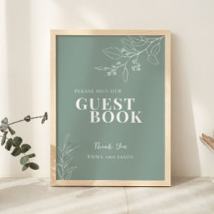 Sage Green Guest Book Wedding Sign Poster