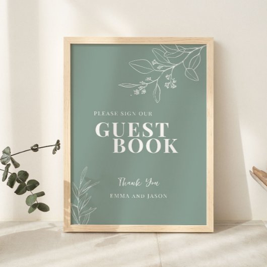 Sage Green Guest Book Wedding Sign Poster