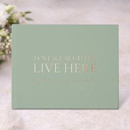 Sage Green Guest Book with Real Gold Foil Gastenboek