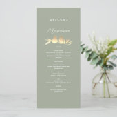 Sage Green Guest Name Wedding Menu (Staand voorkant)