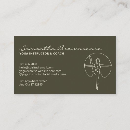 Sage Green Gym Yoga Pilates Meditation Instructor Visitekaartje (Achterkant)