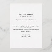 Sage Green Hallo World Foto Birth Announance Folie Uitnodiging (Achterkant)