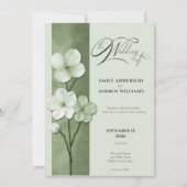 Sage Green Hand Drawn Floral Botanical Wedding Kaart (Voorkant)