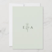 Sage Green Hand Drawn Floral Botanical Wedding Kaart (Achterkant)