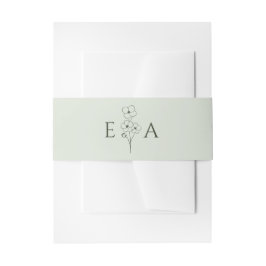 Sage Green Hand Drawn Floral Monogram Wedding Uitnodigingen Wikkel