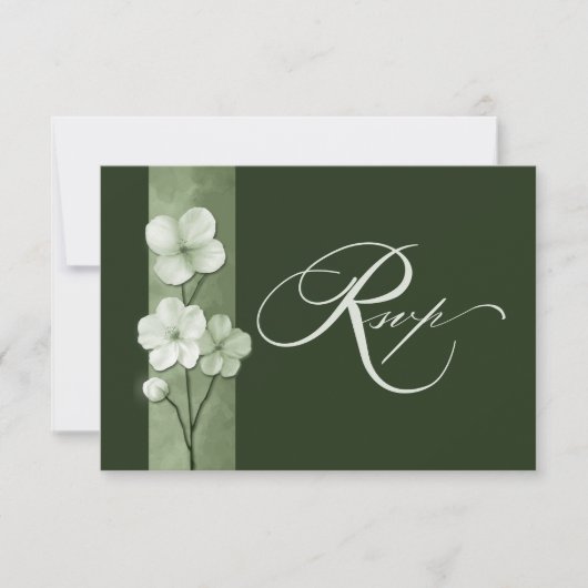 Sage Green Hand Drawn Floral QR Code RSVP (Voorkant)