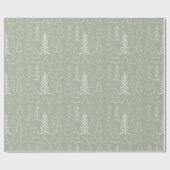 Sage Green Hand-Drawn Tree Pattern Cadeaupapier (Vlak)