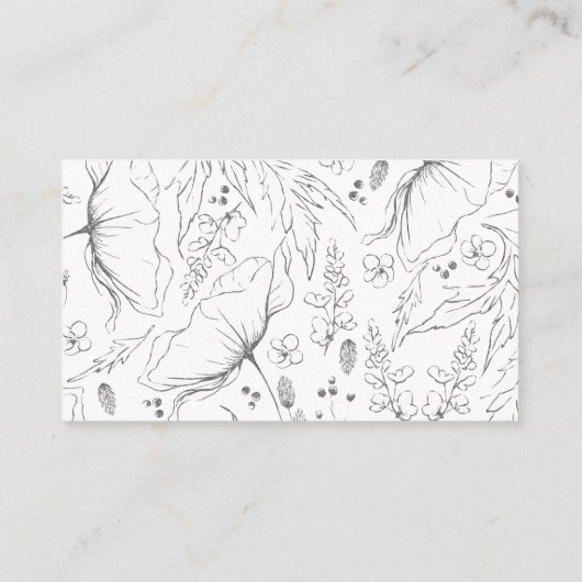 Sage Green Hand Drawn Wildflower WeddenDetails Informatiekaartje (Achterkant)