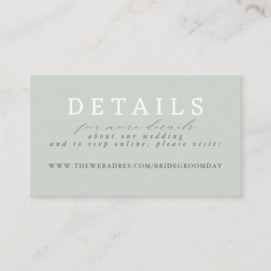 Sage Green Hand Drawn Wildflower WeddenDetails Informatiekaartje (Voorkant)