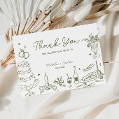 Sage Green Hand getekend grillige bruiloft Dank u Informatiekaartje