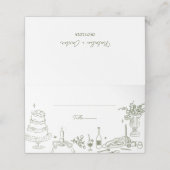 Sage Green Hand getekend grillige bruiloft Dank u Plaatskaartje (Buitenkant ongevouwen)