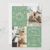 Sage Green Hand Getrokken Bogen Vrolijk Kerstmis 2 Feestdagenkaart (Voorkant)