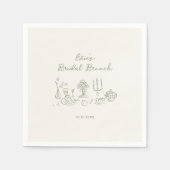 Sage Green Hand Getrokken Bruids Brunch Servet (Voorkant)