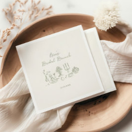 Sage Green Hand Getrokken Bruids Brunch Servet