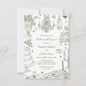 Sage Green Hand getrokken grillige repetitie diner Kaart (Voorkant)