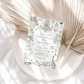 Sage Green Hand getrokken grillige repetitie diner Kaart