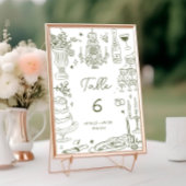 Sage Green Hand Getrokken Whimsical Wedding Kaart